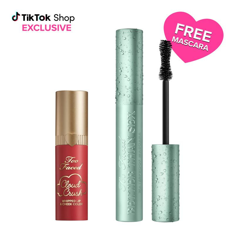 Too Faced Lips, Cheeks & Lashes Makeup Set: Cloud Crush Whipped Blush + Waterproof Mascara