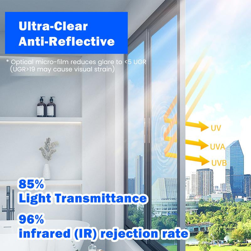 One Way Window Privacy Film, Window Tint for Home, Sun Blocking UV Heat Blocker, See Out Not in Reflective Mirror Film, Removable Static Cling Glass Door Cover