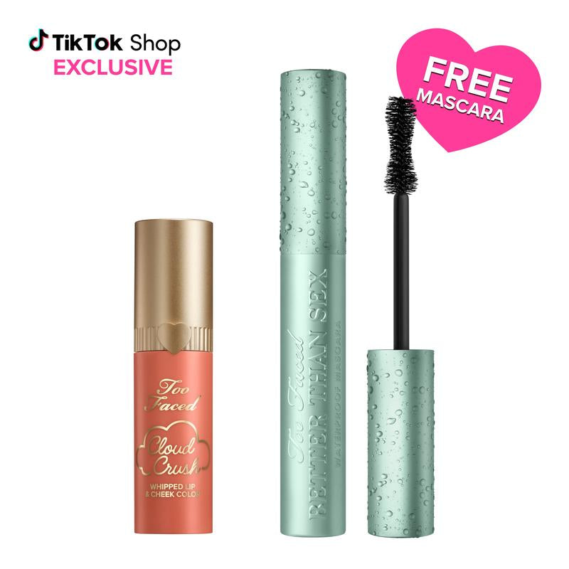 Too Faced Lips, Cheeks & Lashes Makeup Set: Cloud Crush Whipped Blush + Waterproof Mascara
