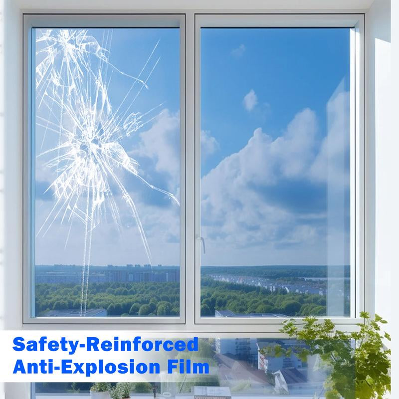 One Way Window Privacy Film, Window Tint for Home, Sun Blocking UV Heat Blocker, See Out Not in Reflective Mirror Film, Removable Static Cling Glass Door Cover