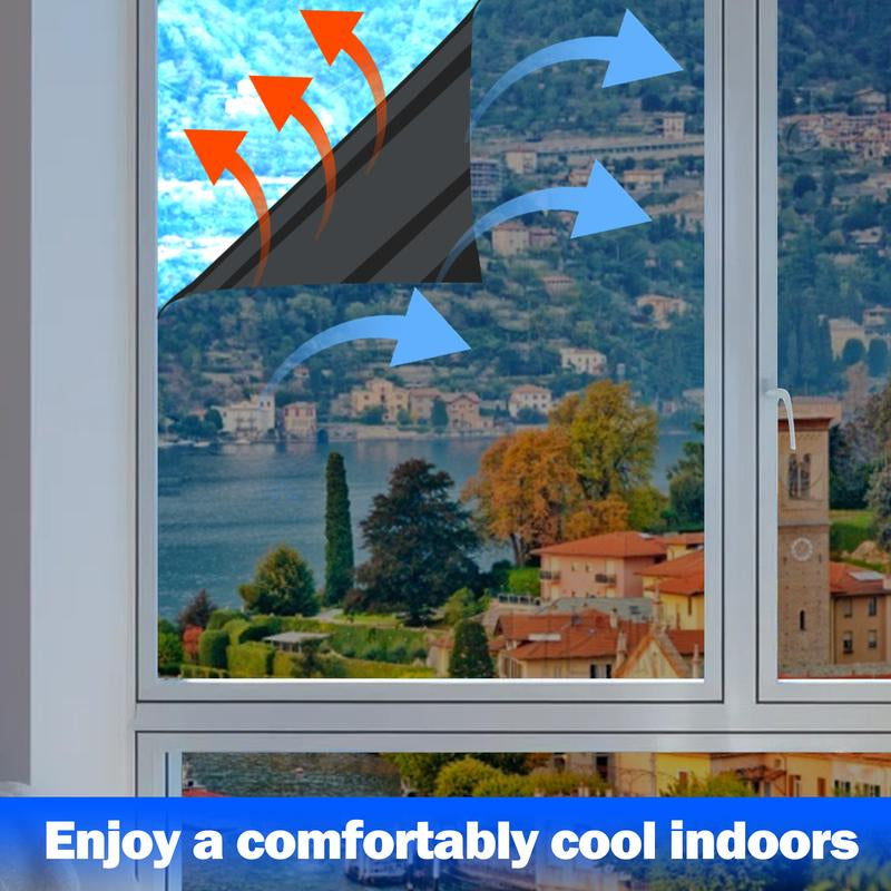 One Way Window Privacy Film, Window Tint for Home, Sun Blocking UV Heat Blocker, See Out Not in Reflective Mirror Film, Removable Static Cling Glass Door Cover