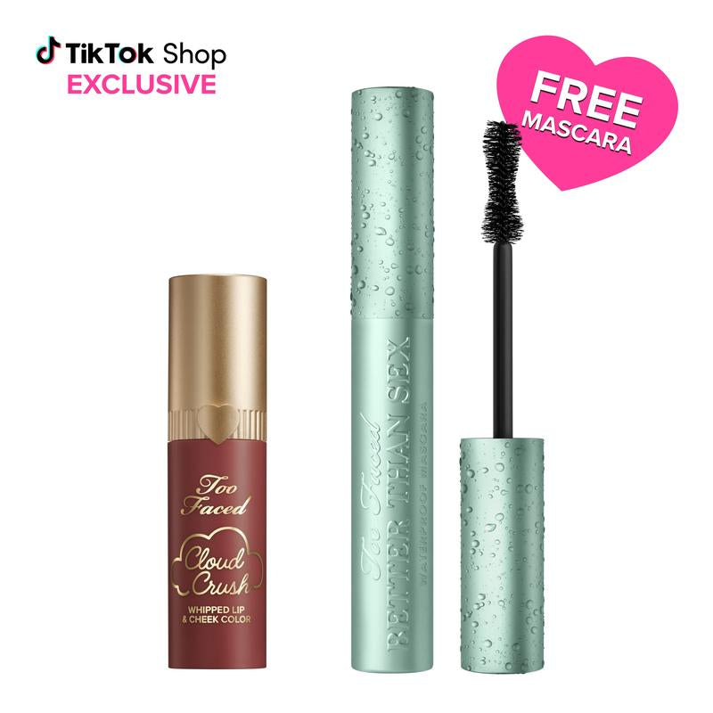 Too Faced Lips, Cheeks & Lashes Makeup Set: Cloud Crush Whipped Blush + Waterproof Mascara