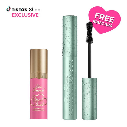 Too Faced Lips, Cheeks & Lashes Makeup Set: Cloud Crush Whipped Blush + Waterproof Mascara
