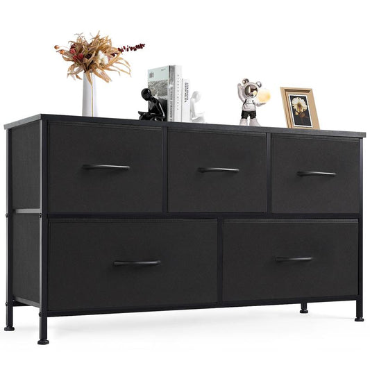 【Deal】Cupboards Cabinets Dresser - Fabric Storage Tower with 5 Drawers, Bedroom Organizer, Chest of Drawers for Closet, Entryway, Versatile Design