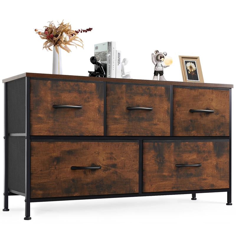 【Deal】Cupboards Cabinets Dresser - Fabric Storage Tower with 5 Drawers, Bedroom Organizer, Chest of Drawers for Closet, Entryway, Versatile Design