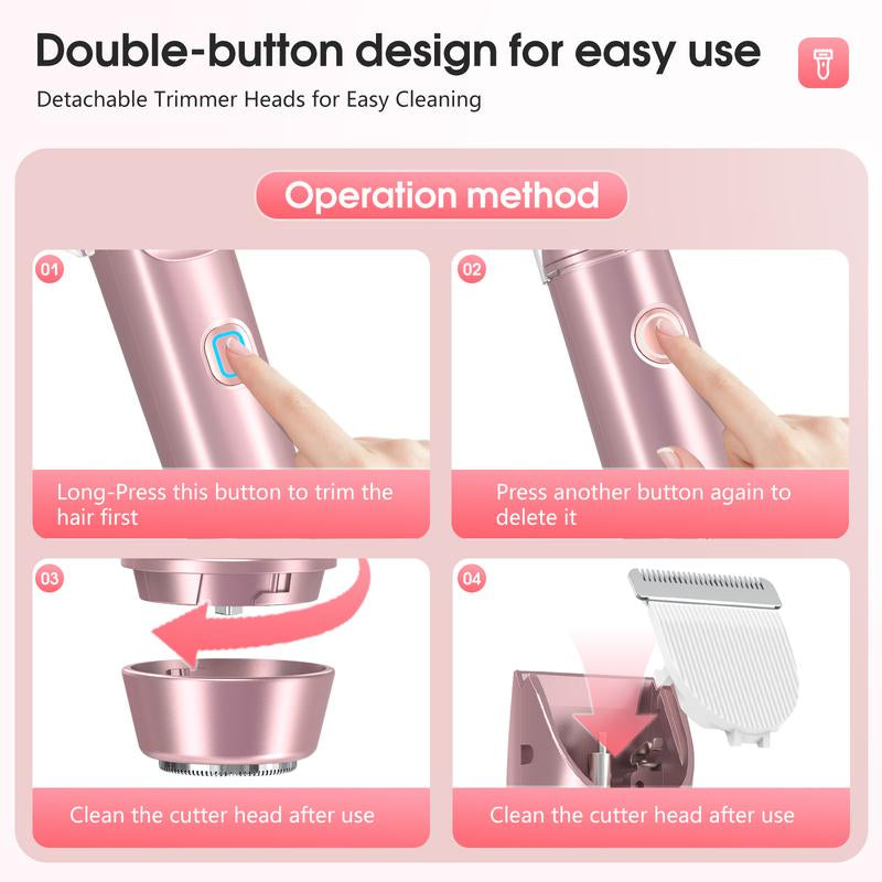 Bikini Trimmer,2-In-1 Electric Razor for Women,Rechargeable Dual-Head Bikini Trimmer,Chic Elegant Dual Head IPX7 Waterproof Wet & Dry Facial Epilator, Women'S Grooming Kit Christmas Gift Thanksgiving Day Gift
