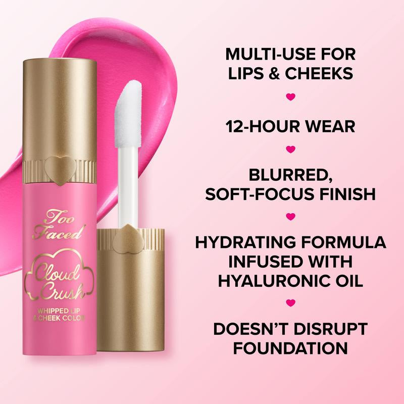 Too Faced Lips, Cheeks & Lashes Makeup Set: Cloud Crush Whipped Blush + Waterproof Mascara
