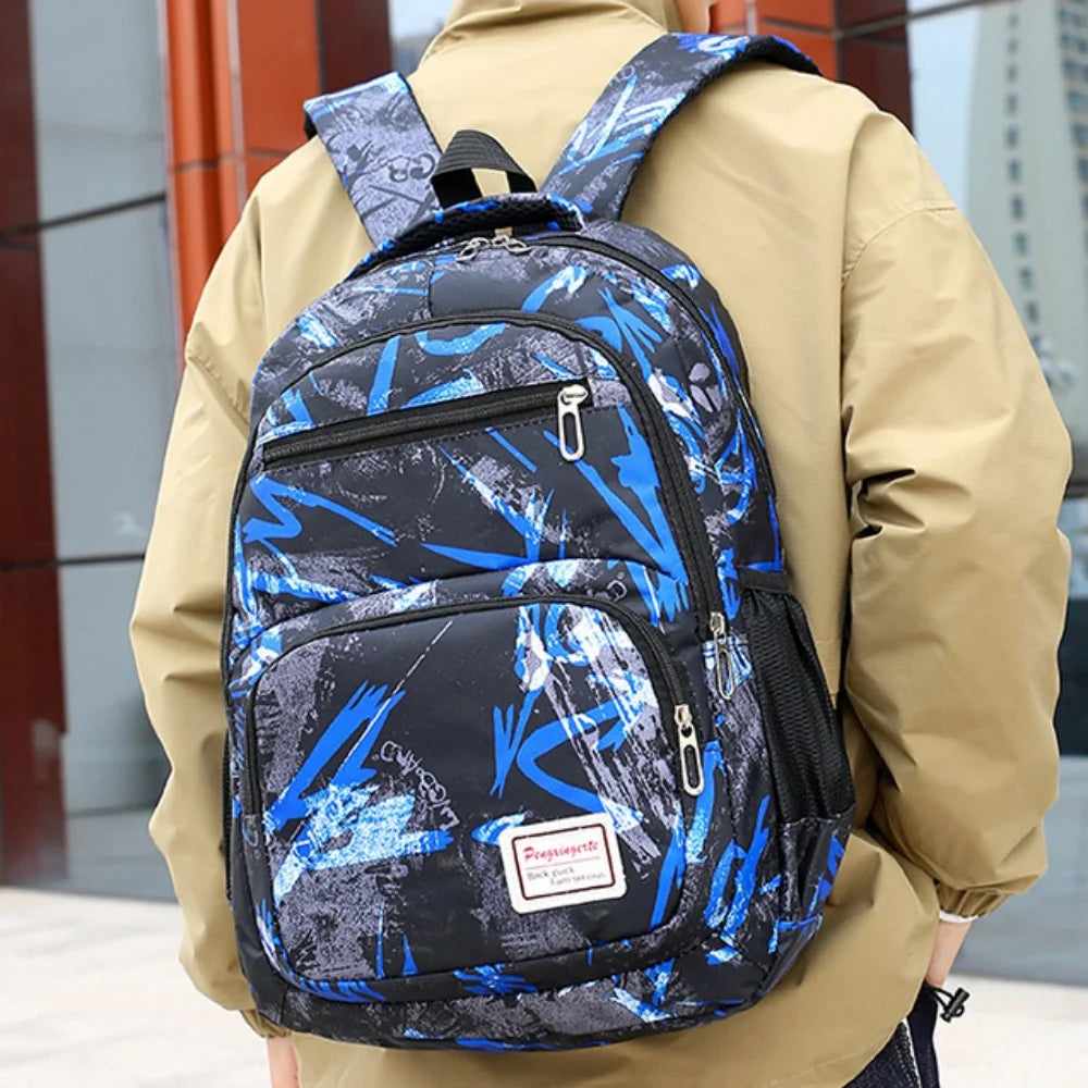 School Backpack Adorable Printed Kids School Bag Set with Lunch Box Pencil Bag for Girls, Blue