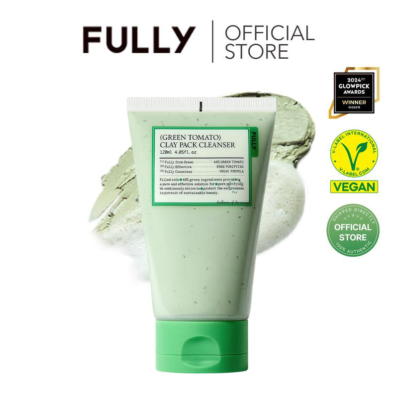 [FULLY Official Shop] Green Tomato Clay Mask Cleanser Pore Purifying with 49% Green Tomato Extract Sebum & Clogged Pore Care Exfoliation 4.05 Fl.Oz