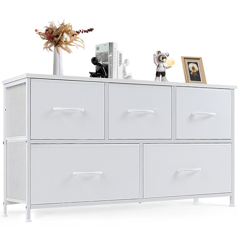 【Deal】Cupboards Cabinets Dresser - Fabric Storage Tower with 5 Drawers, Bedroom Organizer, Chest of Drawers for Closet, Entryway, Versatile Design